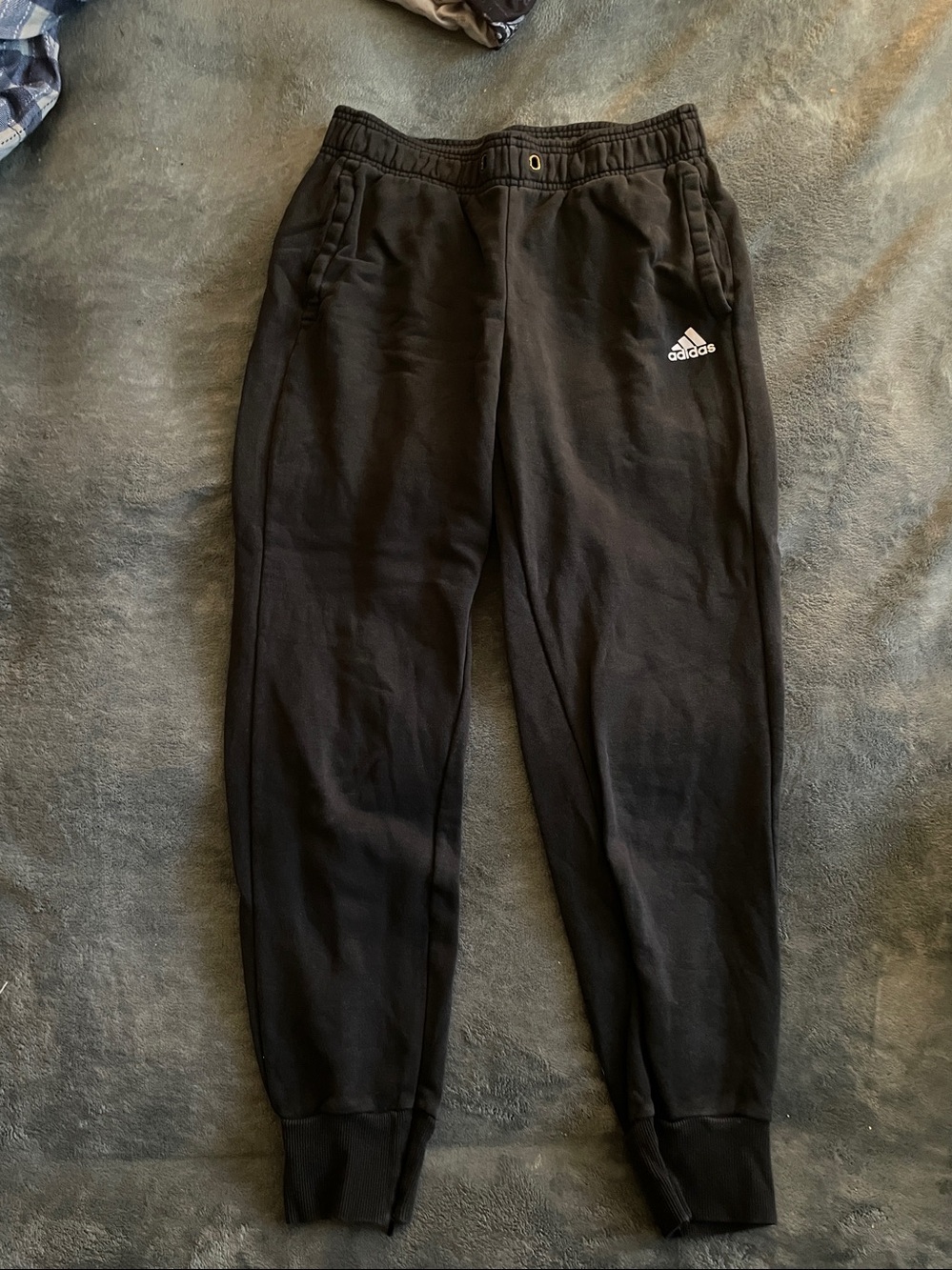 Adidas Unisex Black Cuffed Joggers
